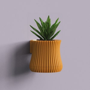 Wall Mounted Planter STL File for 3D Printing - Tulip Collection Line Design with Drip Tray