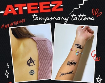 ATEEZセンドオフ サイン トレカ　ホンジュン　タトゥー　tattoo Mingi Fixon Temporary Tattoo - Etsy