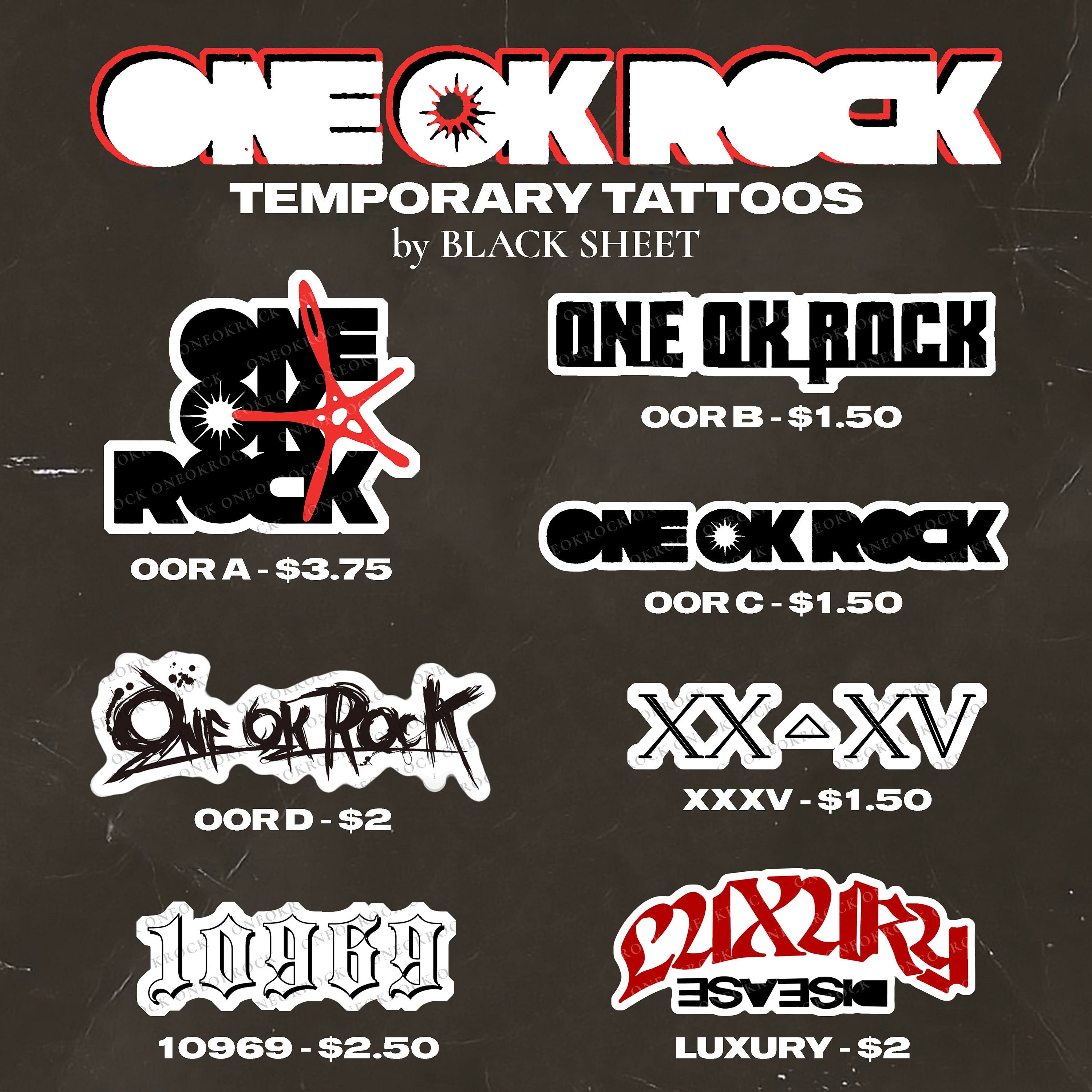 One Ok Rock タトゥーシール - OOR Jpop ミュージックバンド
