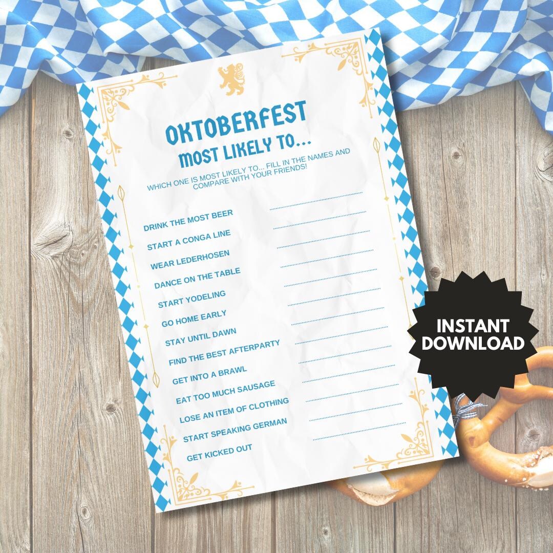 Oktoberfest Most Likely To, Oktoberfest Game, Oktoberfest Games ...