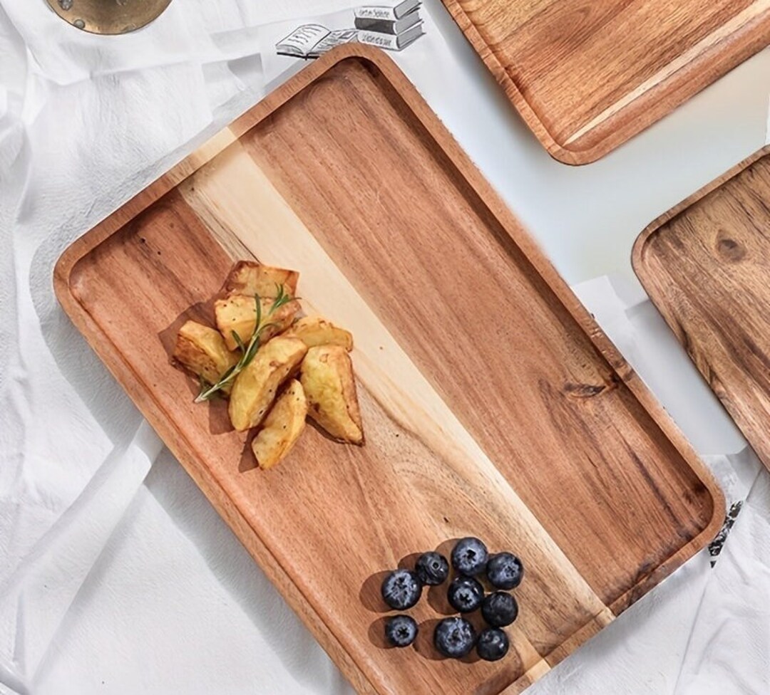 Acacia Wood Coffee Tray Food Cuptrays Decorative Wood Tray Etsy