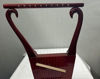 Arpa lira King David de 10 cuerdas, madera de palisandro, instrumento musical (incluye funda, llave y cuerdas de repuesto).