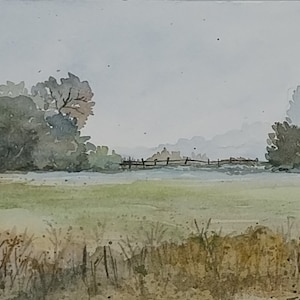 Watercolor countryside landscape