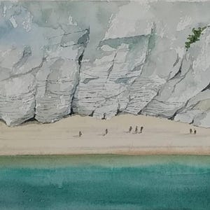 Stampa da acquarello originale della costa del Gargano/ Puglia/ acquarello marino/ arte della Puglia/ pittura mare