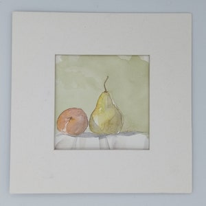 Acquarello di natura morta/ luci e ombre della frutta sul tavolo
