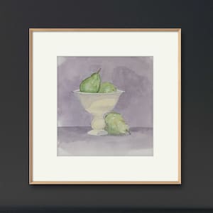 Original Aquarell Stillleben mit Birnen