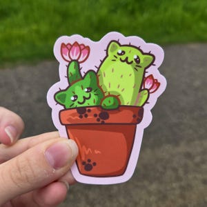 Pegatina de gatitos de cactus