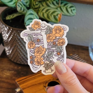 Sticker ribbenkast met bloemen