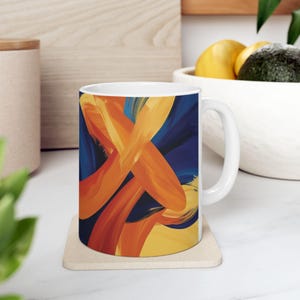 Colorful Coffee Cup, Abstract Art, Ceramic Mug, for Art Lovers, Tea Drinkers, Unique Gift for Birthdays, Home Decor, Kitchen