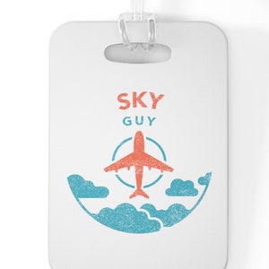 Sky Guy Airplane Luggage Tag: Pilot Flight Attendant Gift