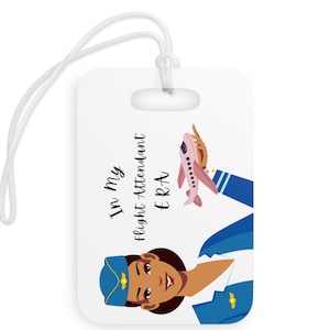 Flight Attendant Gifts, Era Jet Tag, Aviation Gift, Crew Luggage Tag, Flight Attendant Graduation Gift, African American Cartoon Bag Tag