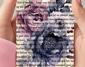 Dark Academia Floral IPhone Case, Little Women Script, Gift for Book Lovers Sister, Moody Floral Case, Purple Flowers Case, IPhone 16 15 14