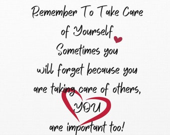 Caregiver Inspirational Wall Art: Self Care Quote Gift