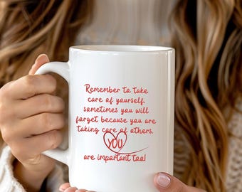 Caregiver Gift Mug Nurse Affirmation Coffee Cup Thinking of You Hospice Worker Mug Elderly Caregiver Appreciation
