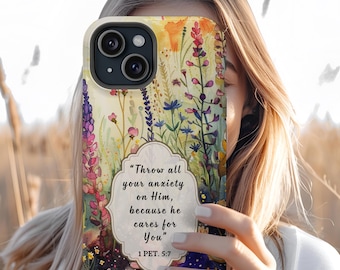 Spiritual Phone Case, Floral iPhone Cover with Inspiring Scripture, Christian Cell Phone Merch, Collage Phone Cover, JW Pioneer Baptism Gift