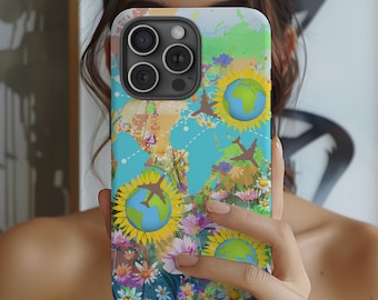 Flight Attendant iPhone Case World Traveler Gift Colorful Collage Case SummerSunflowers Cell Phone Case Dopamine Cell Cover Airplane Map