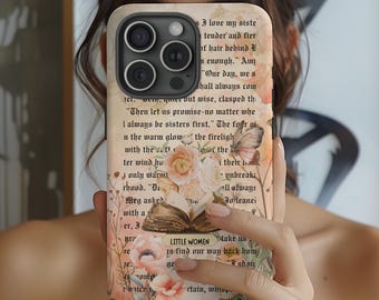 Little Women iPhone Case Cottagecore Cell Phone Cover Young Women Gifts Collage Floral Case Gift For Best Friend Female Literary Girl Merch