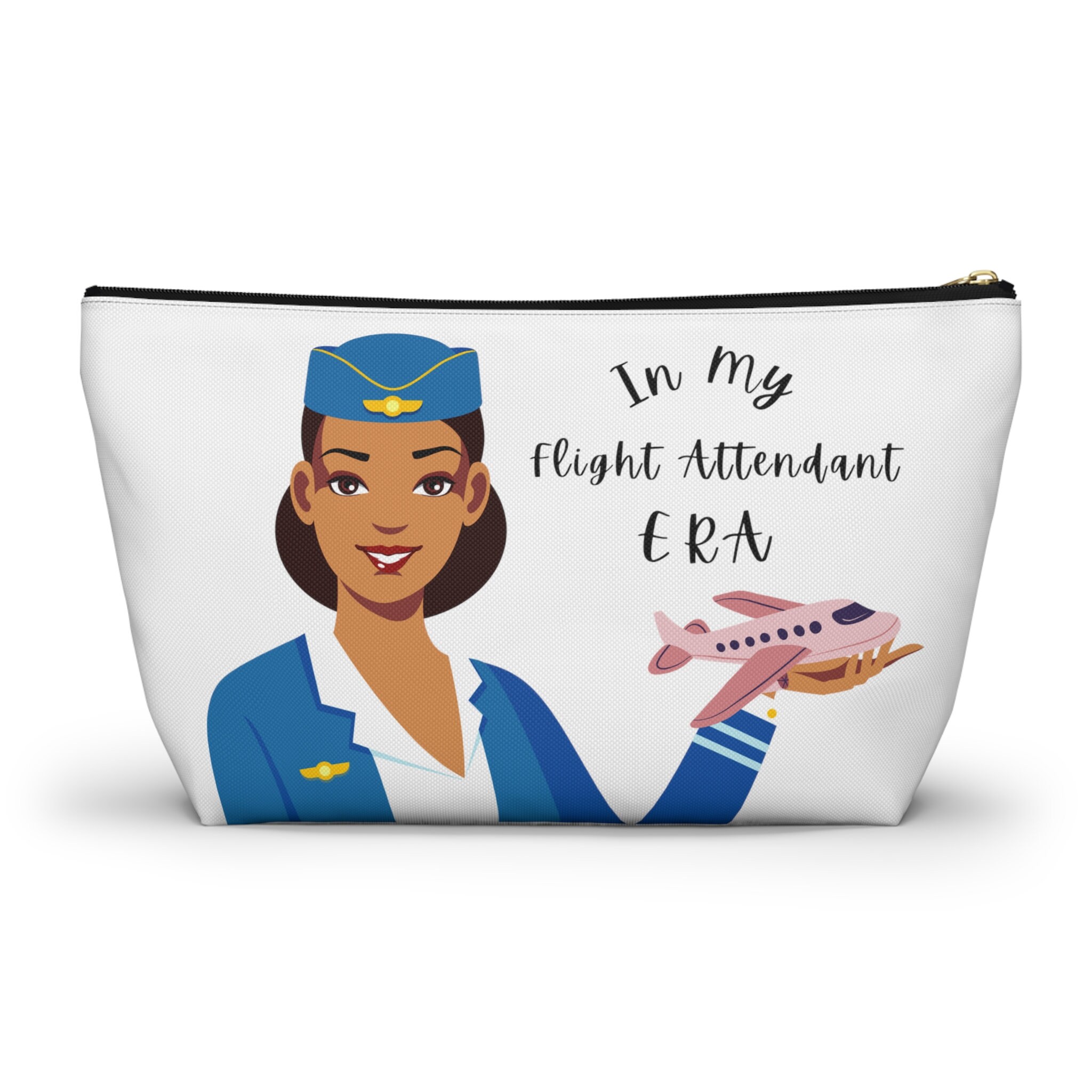 XYANFA Flugbegleiter Make-up-Tasche | Baumwolle-Leinen, Wasserdicht | 23x18 Cm, Mit Spruch "Zeit Für Ein Weiteres Abenteuer"