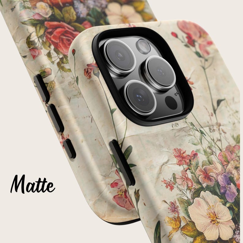 Bookish iPhone case with vintage floral design and stacked books illustration, perfect for literary girls, book lovers, readers, and cottagecore aesthetic fans; ideal graduation or sister gift.