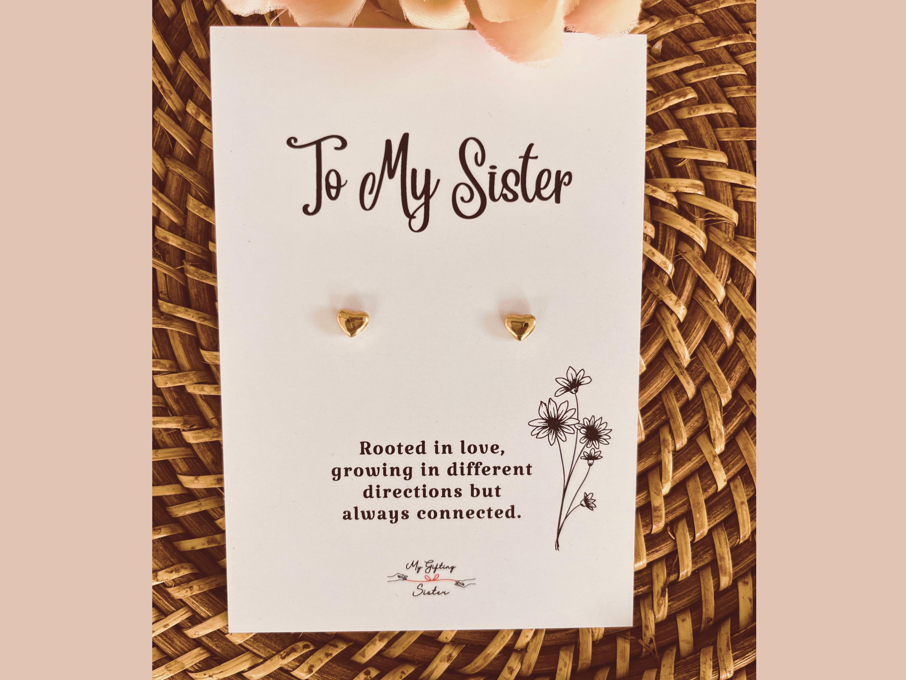 Dainty Gold Heart Earrings with Gift Card, Sister Gift, Bridesmaid Proposal, Minimalist Jewelry, Cute Gift for Her, Friendship Jewelry