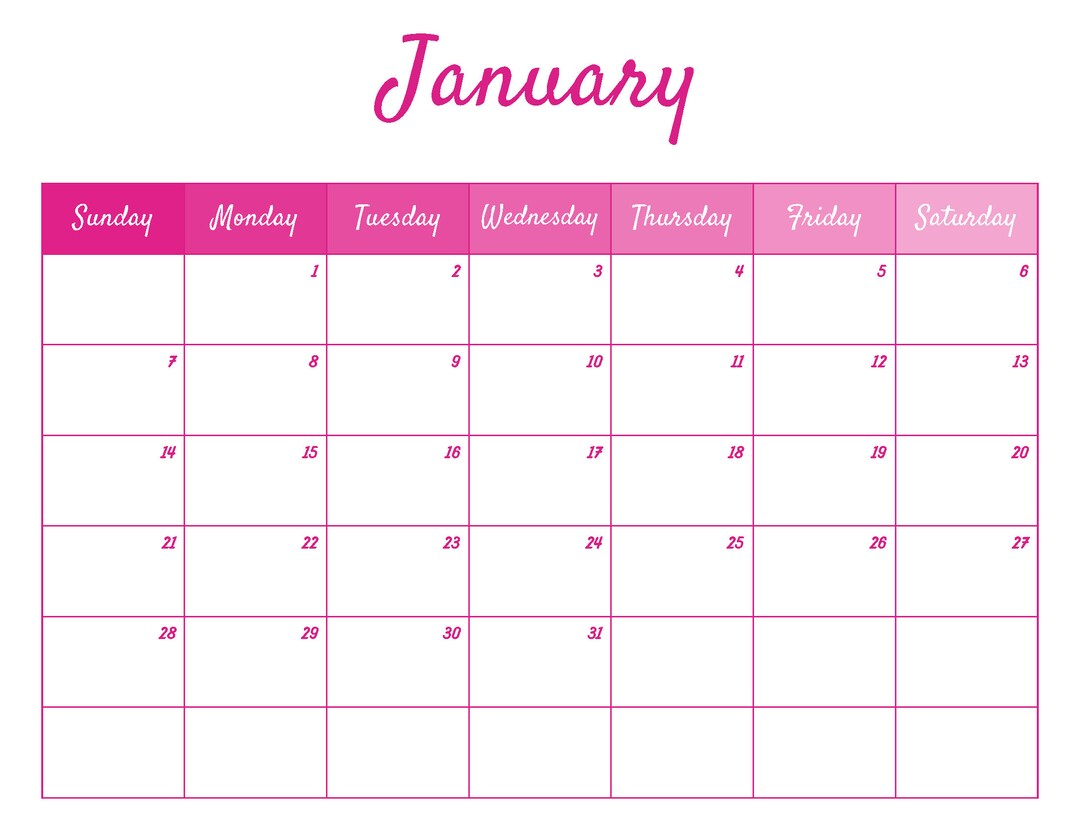 2024 Barbieinspired Pink Calendar Printable for Kids 13page PDF With