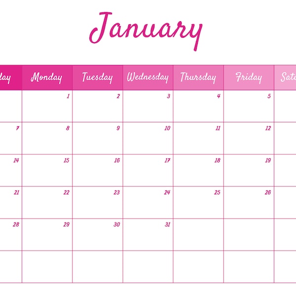 Calendars Printable Etsy