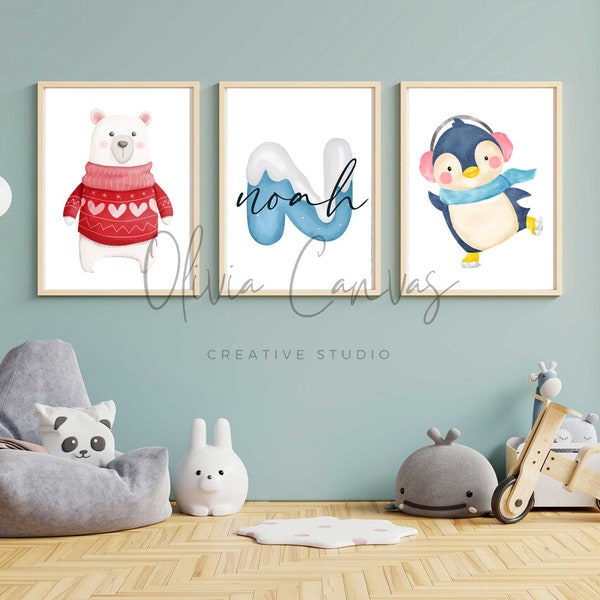 Custom Set of 3 Woodland Nursery Decor Animal Wall Art Prints Etsy