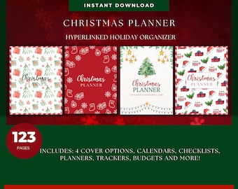 Hyperlinked Christmas Planner, Digital Holiday Organizer iPad, Christmas Budget & Gift Tracker, Aesthetic Xmas To-Do List PDF, ADHD