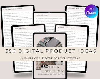 What to Sell on Etsy Guide: 650+ Profitable Digital Products, Passive Income Cheat Sheet, Faceless Side Hustle Ideas, Canva PLR Template