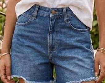 vintage des années 90 Lee short en jean taille haute avec ourlet découpé