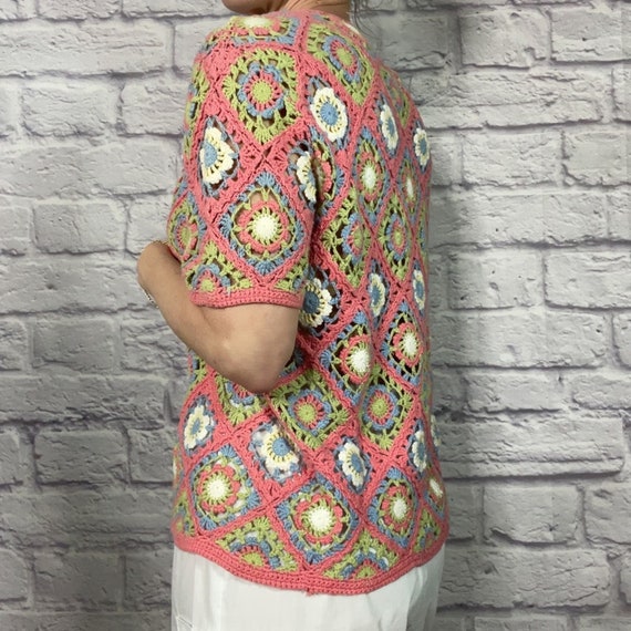 Handmade crochet Granny Square sweater blouse - image 2