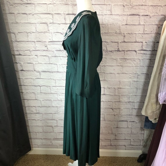 Vintage 80s SL Fashions Forest Green Midi Dress - image 3