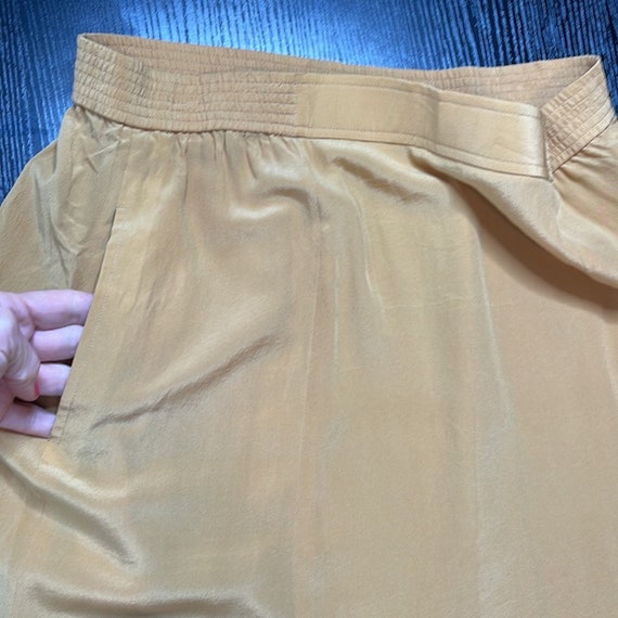 Vintage Evan Picone mustard color silk skirt - image 4