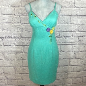 Vintage 90&#39;s Y2K Debra Laws Linen Mini Dress
