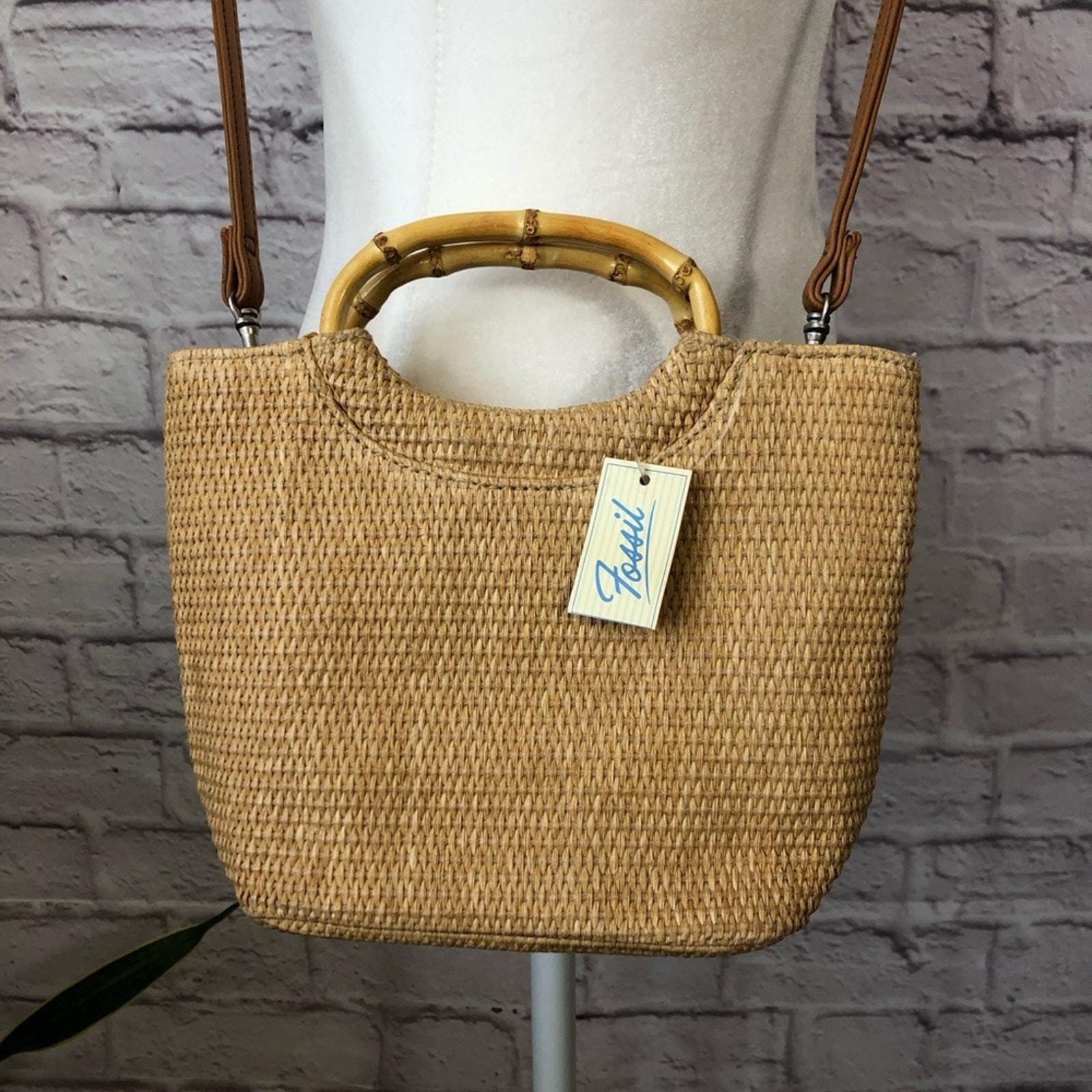 Vintage Deadstock Fossil Woven Straw Crossbody Bag Etsy