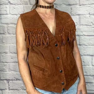 Vintage Suede Leather Fringe Cowgirl Vest