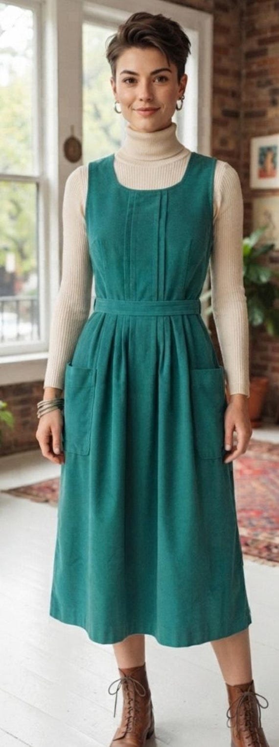 corduroy jumper dress knee length Buy Vintage Nell Flowers Grandmacore Pinafore Style Online in India pinafore dress vintage