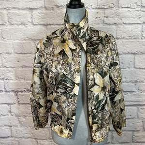 Vintage EVR Silk Bomber Jacket with Floral Design