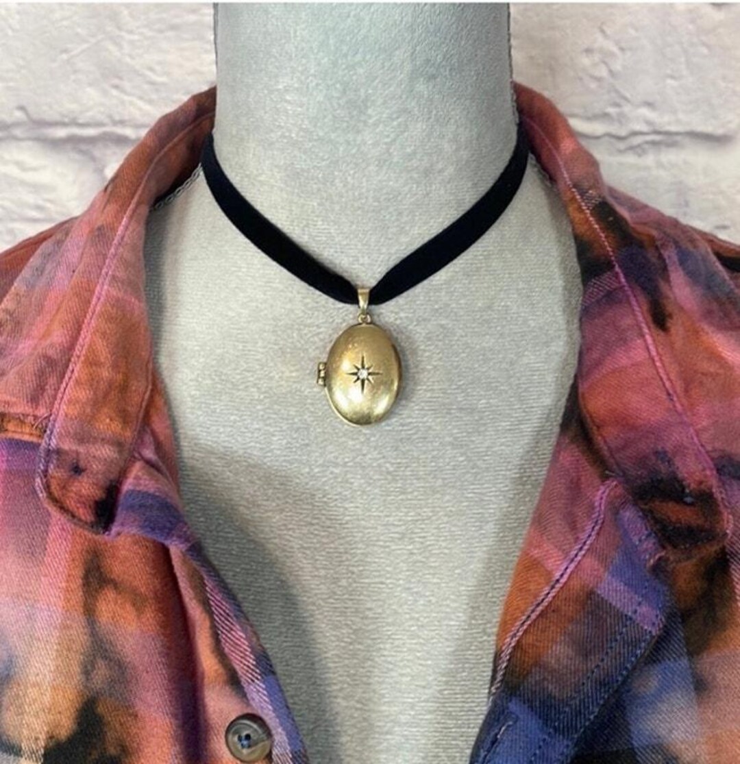 Handmade Black Velvet Locket Choker Necklace - Etsy