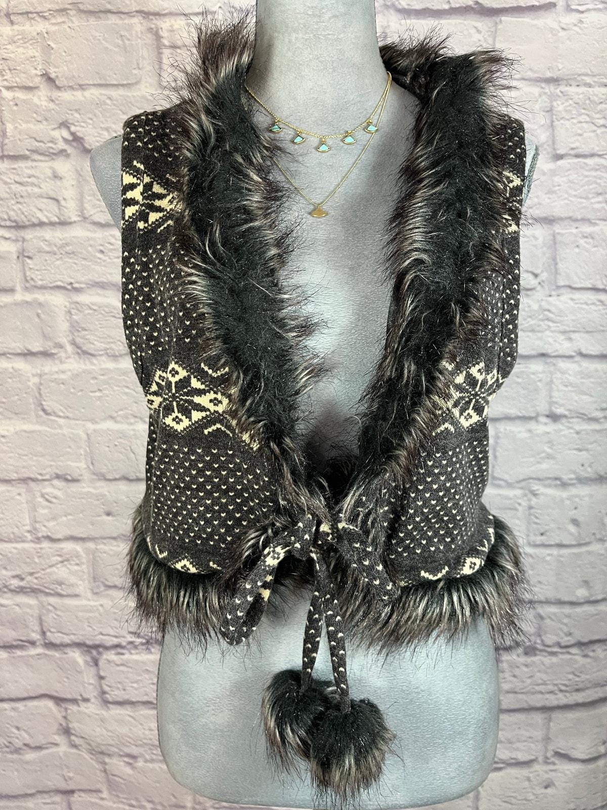 Y2K Glamour Type Vest With Faux Fur(V180)