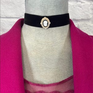 Handmade Black Velvet Cameo Choker Necklace