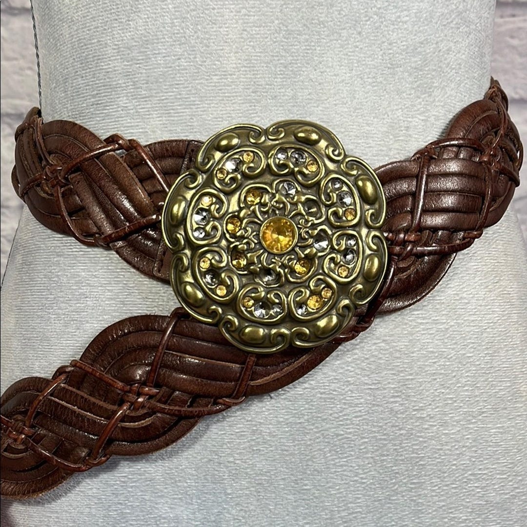Vintage metal fossil chain belt