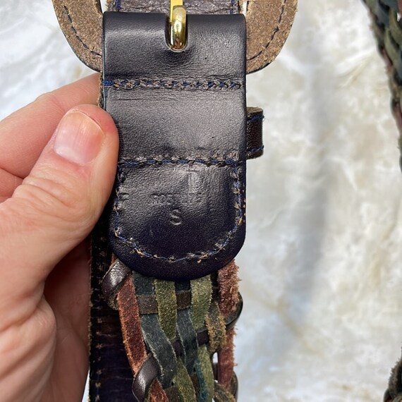 Vintage colorful leather braided belt - image 3