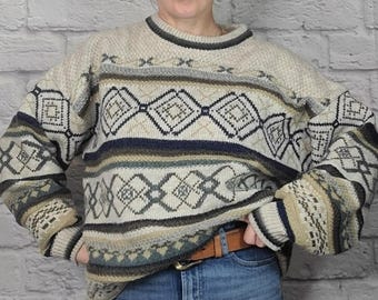 Sweter z mieszanki wełny w stylu vintage z lat 90.