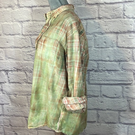 Reworked/Upcycled bleached and dyed flannel shirt - image 3