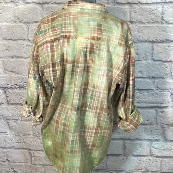 Reworked/Upcycled bleached and dyed flannel shirt - image 2