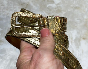 Vintage Yves Saint Laurent gold snakeskin belt