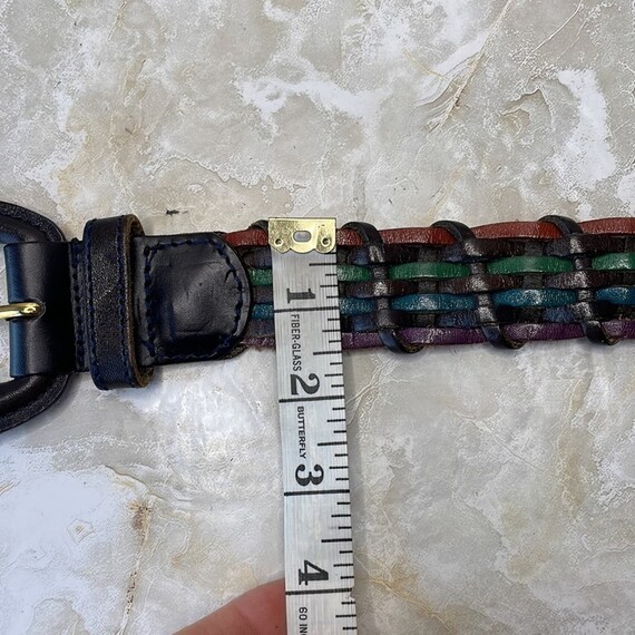Vintage colorful leather braided belt - image 6
