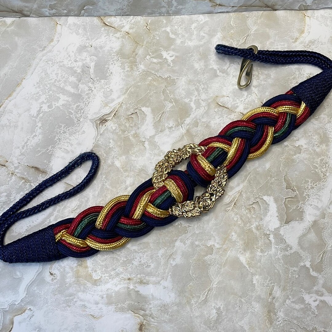 Vintage Red, Gold, Green and Blue Rope Belt - Etsy