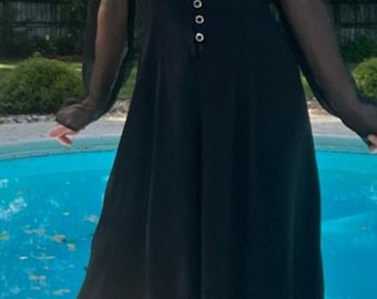 Vintage 90's Minimalist Wide Leg Cropped Pantsuit with Sweetheart Neckline